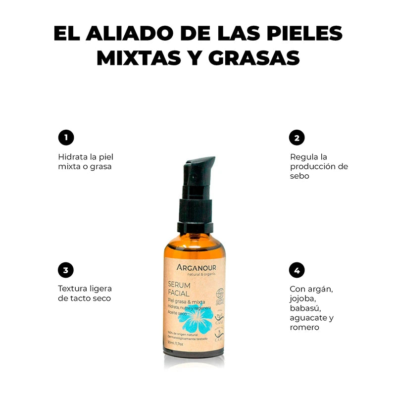 serum facial piel mixta y grasa arganour propiedades